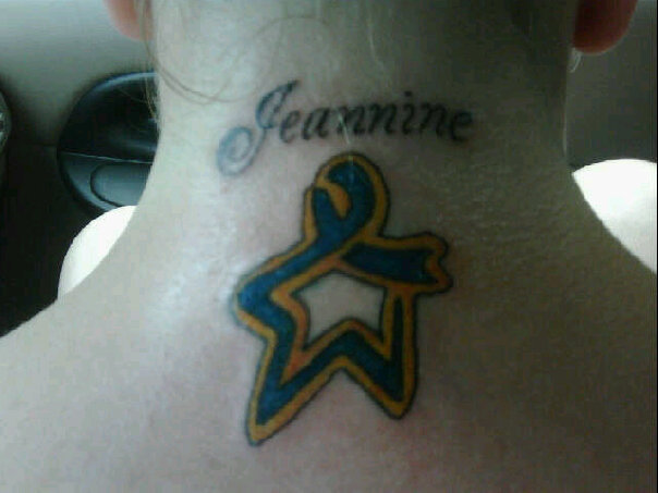  colon cancer ribbon tattooed on your neck. I was so moved when I saw it.